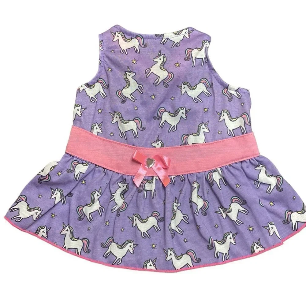 Purple Unicorn Ruffled Dog Dress M
